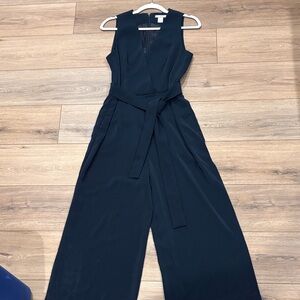 H&M Dark Blue Sleeveless Maxi Jumpsuit